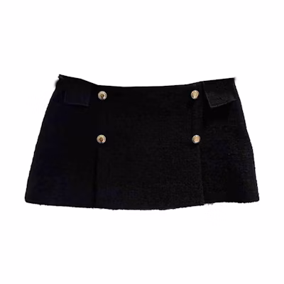 (Women) MIU MIU Black Double-Breasted Button Casual Skirt. MG2157-13RL-F0008
