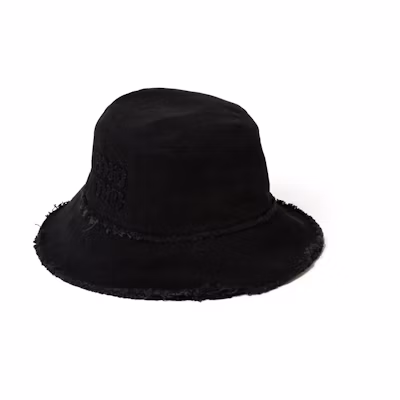 (Women) MIU MIU Black Fabric Fisherman Hat with Embroidered Logo. 5HC196_2CL4_F0002