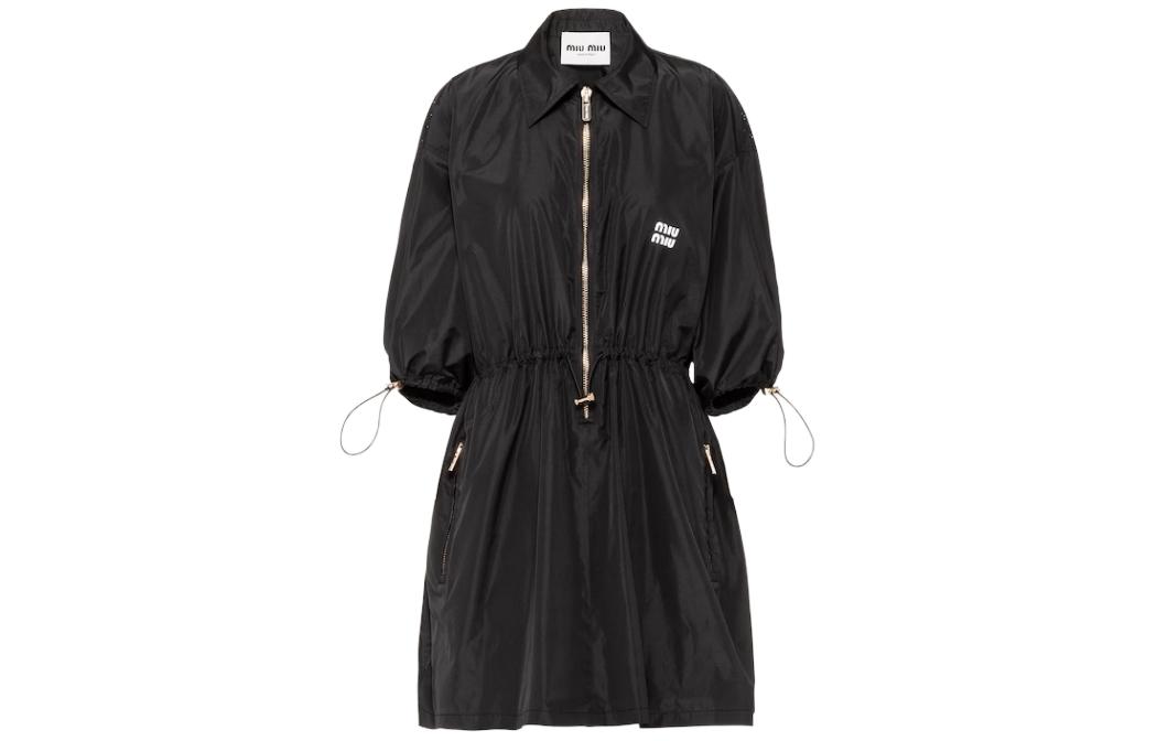 Buy (W) MIU MIU 黑色修身短袖拉链连衣裙 MF4806-121G-F0002-S-231