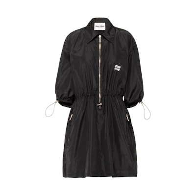 (Women) MIU MIU Black Fitted Short Sleeve Zip-Up Dress. MF4806-121G-F0002-S-231