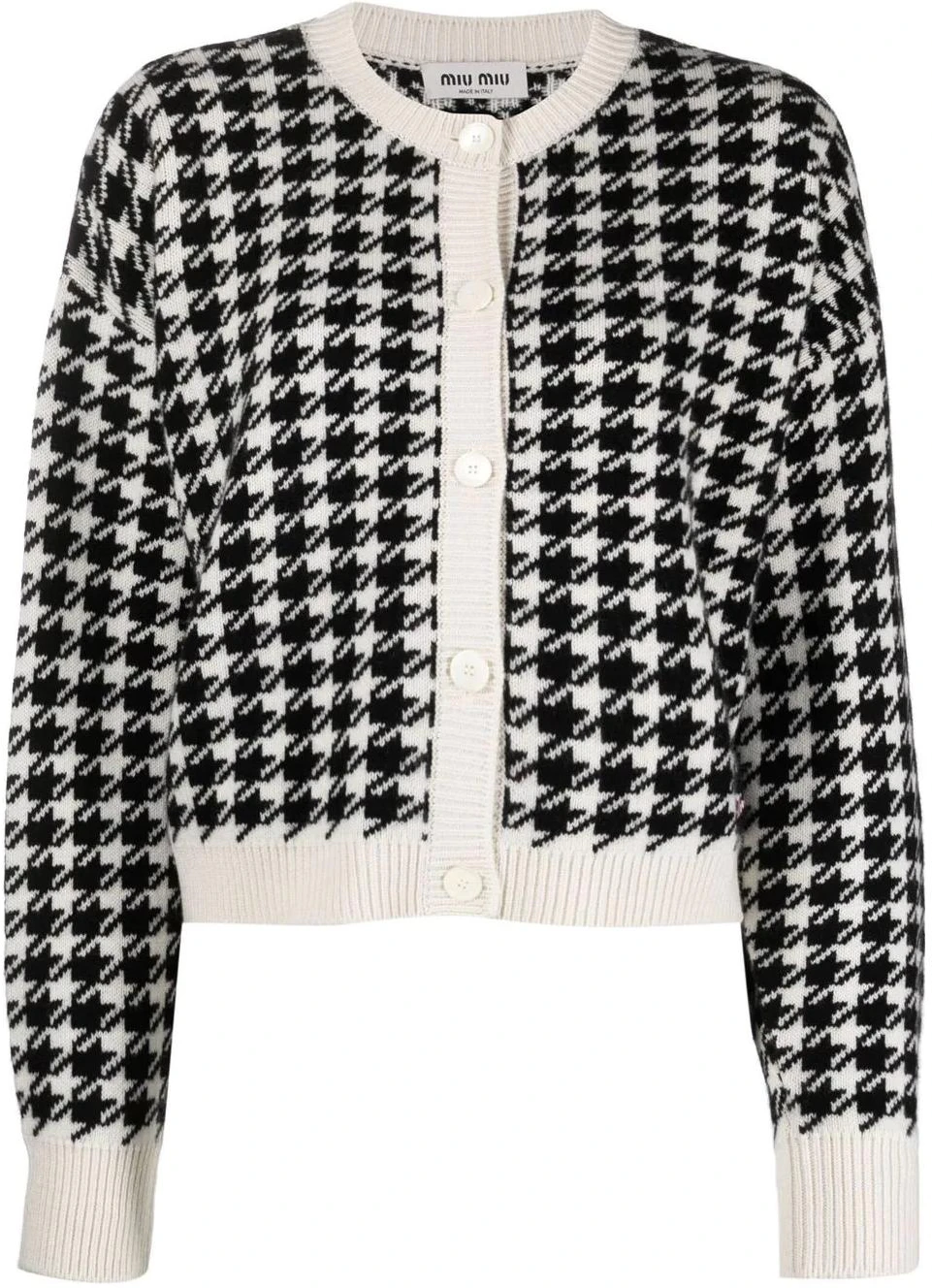 women-miu-miu-black-houndstooth-knit-cardigan-long-sleeve-casual-sweater-mmf-651-11-ux-f0964