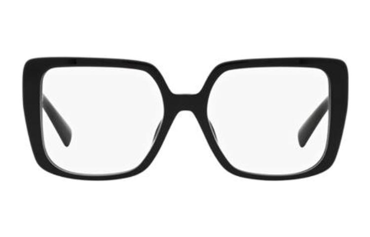 Order (W) MIU MIU ブラック ロゴテンプル付き 不規則アセテート オプティカル眼鏡 MU06VV1AB1O1