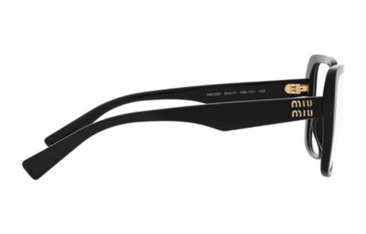 Shop (W) MIU MIU ブラック ロゴテンプル付き 不規則アセテート オプティカル眼鏡 MU06VV1AB1O1