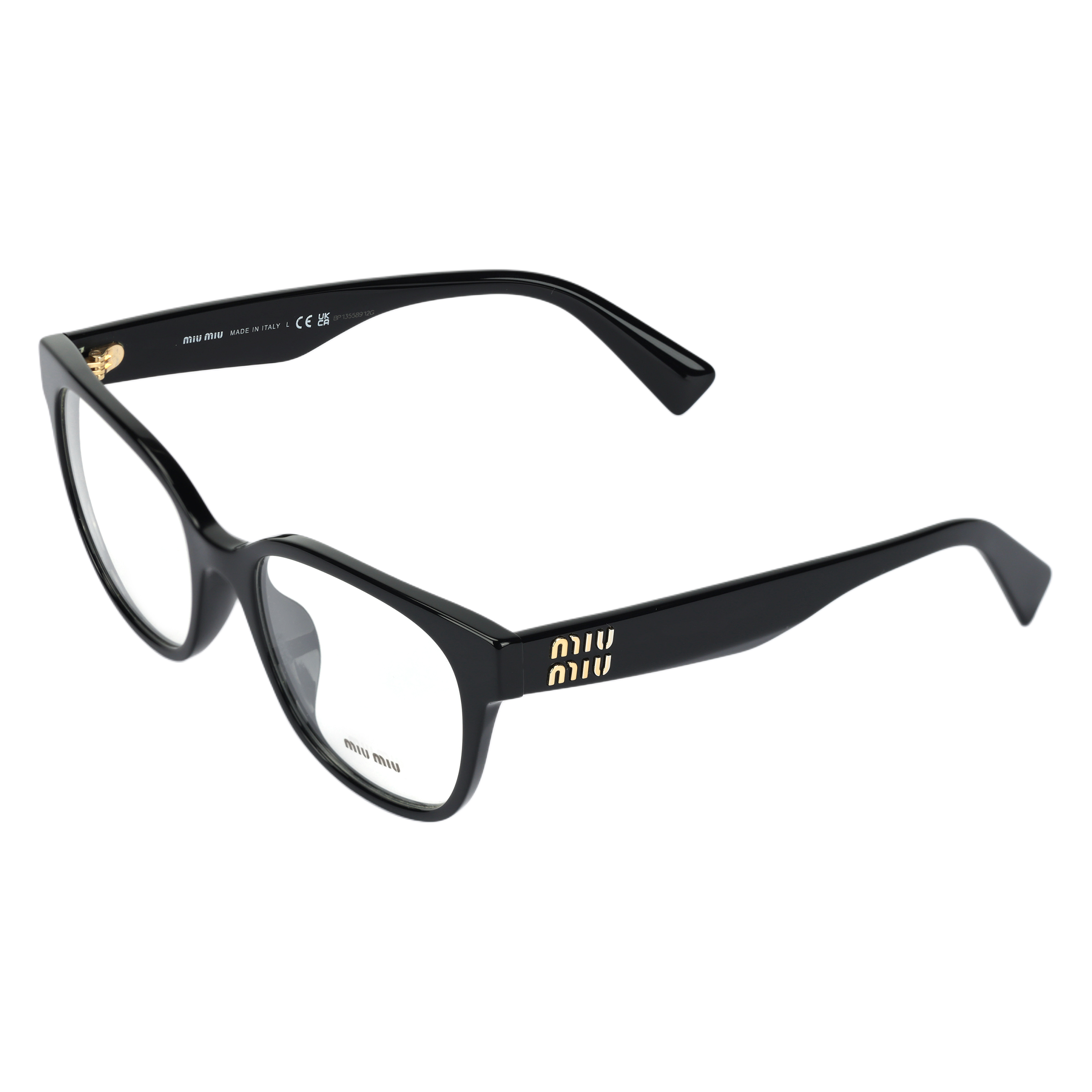 (Women) MIU MIU  Black Irregular Optical Glasses with Letter Logo. OMU02VV-1AB1O1