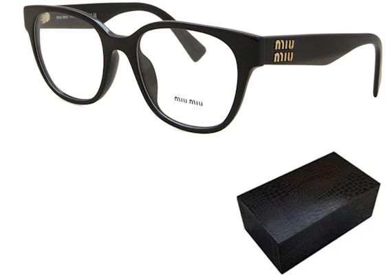 (Women) MIU MIU Black Irregular Optical Glasses with Letter Logo. OMU02VV-1AB1O1 Details for (Women) MIU MIU Black Irregular Optical Glasses with Letter Logo. OMU02VV-1AB1O1