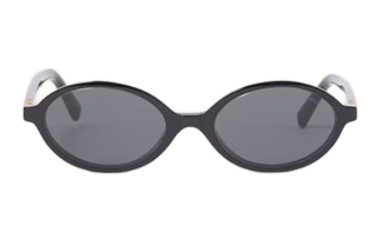 (Women) MIU MIU  Black Irregular Sunglasses with Logo Detail and Thin Frame. SMU04Z1AB5S0