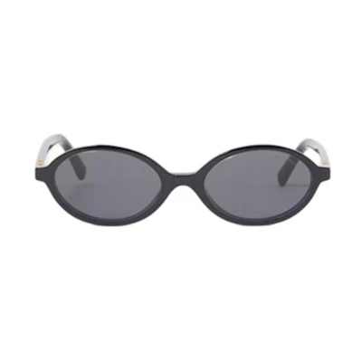 (Women) MIU MIU Black Irregular Sunglasses with Logo Detail and Thin Frame. SMU04Z1AB5S0