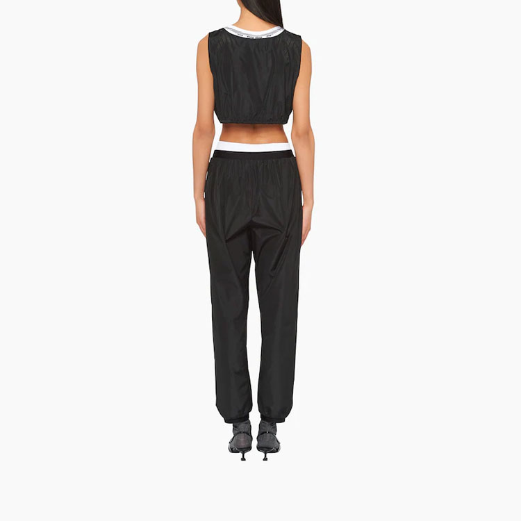 Shop (Women) MIU MIU  Black Knit Jogger Pants with Zippered Pockets. MP1634-121G-F0002-S-231