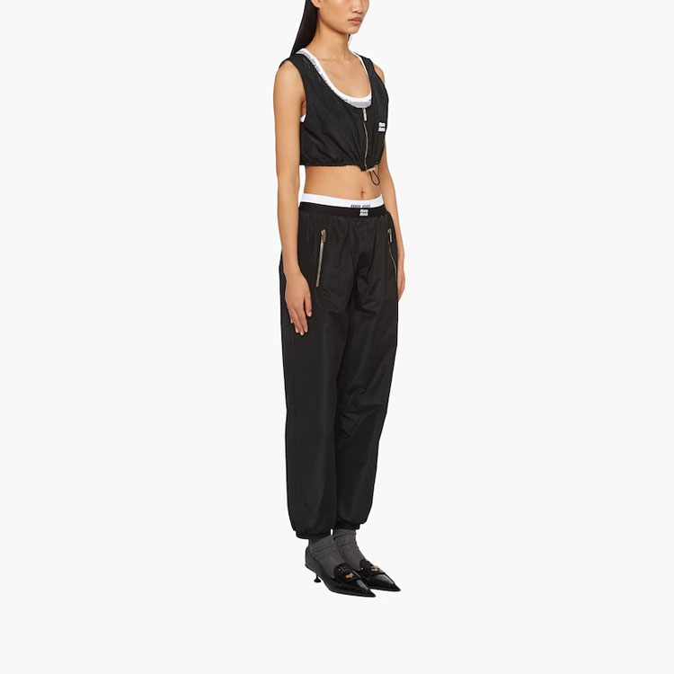 Purchase (Women) MIU MIU  Black Knit Jogger Pants with Zippered Pockets. MP1634-121G-F0002-S-231