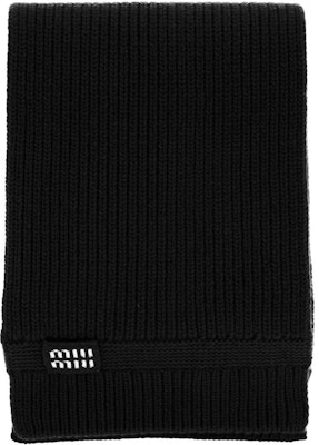 (W) MIU MIU Bufanda Negra de Punto con Detalle de Logo. 5FS0482F8SF0002 Buy (W) MIU MIU Bufanda Negra de Punto con Detalle de Logo. 5FS0482F8SF0002