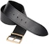 Shop (Women) MIU MIU Black Leather Belt with Engraved Logo Buckle, 6cm Wide. 5CC589_2E6Y_F0002