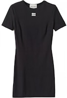 (Women) MIU MIU Black Letter Print Short Sleeve Mini Dress FW24 MF5397-122R-F0002-S-OOO (Women) MIU MIU Black Letter Print Short Sleeve Mini Dress FW24 MF5397-122R-F0002-S-OOO