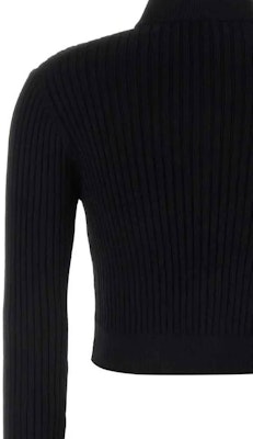 (Women) MIU MIU Black Logo Patch Cropped Knit Long Sleeve Top MMF767-12Y8-F0002 Details for (Women) MIU MIU Black Logo Patch Cropped Knit Long Sleeve Top MMF767-12Y8-F0002