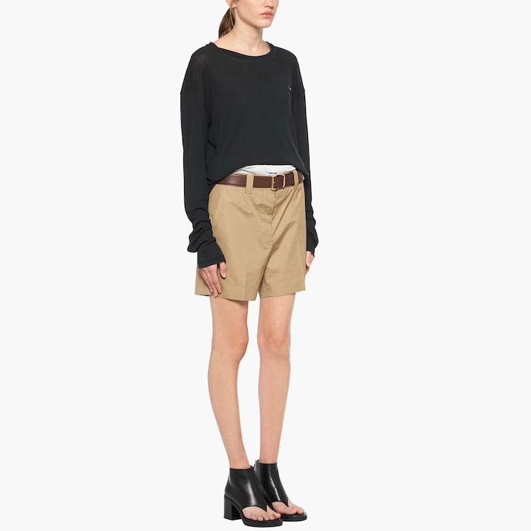 Lookbook (W) MIU MIU 黑色长袖圆领T恤。 MJL939-121U-F0002-S-231