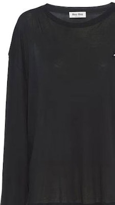 (W) MIU MIU 黑色长袖圆领T恤。 MJL939-121U-F0002-S-231 Details for (W) MIU MIU 黑色长袖圆领T恤。 MJL939-121U-F0002-S-231