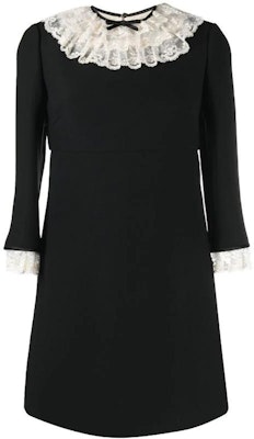 (W) MIU MIU 黑色长袖连衣裙配蕾丝领口 MF4655101R-F0002 Order (W) MIU MIU 黑色长袖连衣裙配蕾丝领口 MF4655101R-F0002