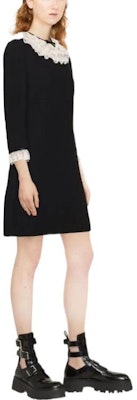 (W) MIU MIU 黑色长袖连衣裙配蕾丝领口 MF4655101R-F0002 Purchase (W) MIU MIU 黑色长袖连衣裙配蕾丝领口 MF4655101R-F0002