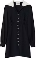 (Women) MIU MIU Black Long Sleeve Short Shirt Dress with Lapel Collar. MF5205-S2Y-F0002-S-OOO (Women) MIU MIU Black Long Sleeve Short Shirt Dress with Lapel Collar. MF5205-S2Y-F0002-S-OOO