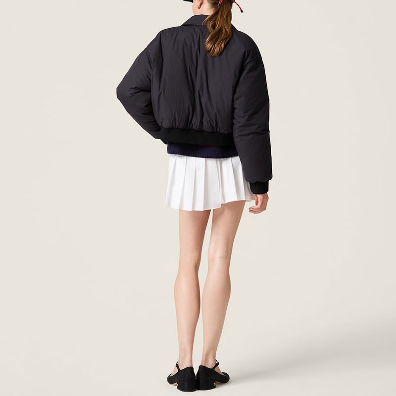 Purchase (Women) MIU MIU  Black Loose-Fit Jacket with Solid Logo Embroidery. ML1086-15PV-F0002-S-OOO
