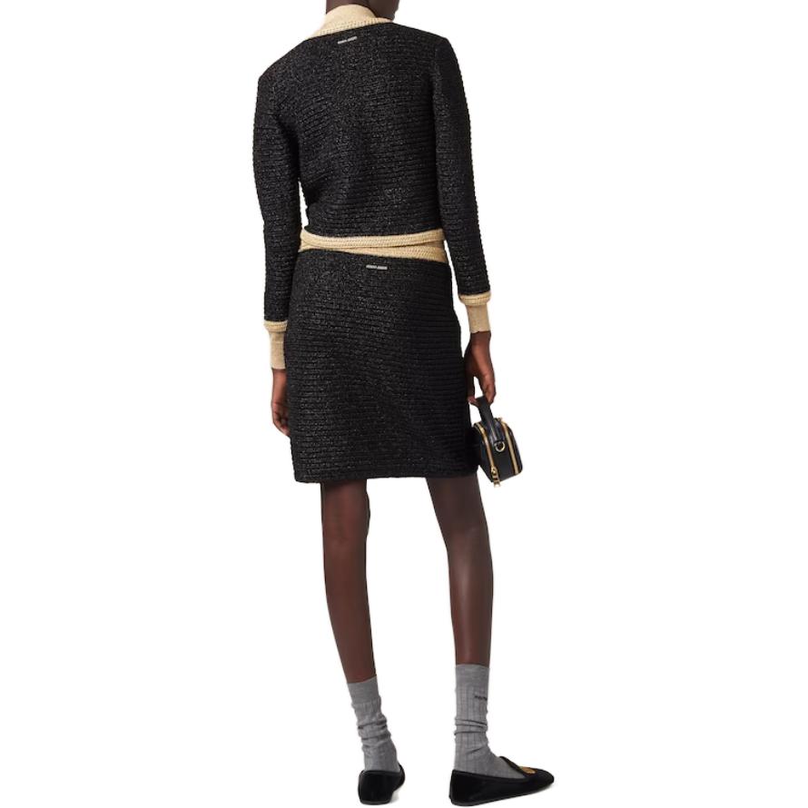 (Women) MIU MIU  Black Metallic Crochet Knit Cardigan Sweater MMF842-1386-F0002-S-OOO 圖 3