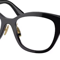 Shop (Women) MIU MIU Black Optical Glasses Irregular Frame with Logo Temples. vmu05xf