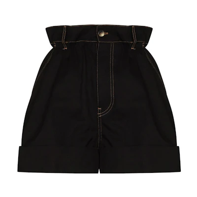 (Women) MIU MIU Black Paperbag Loose Denim Shorts MP137-7672-F0002
