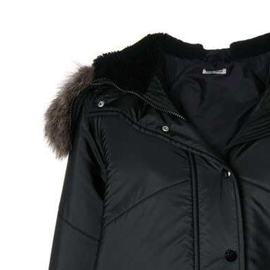 Sizing (Women) MIU MIU  Black Parka with Fur Collar and Back Panel Design. ML500-1PTQ-F0002