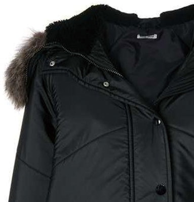 (Women) MIU MIU Black Parka with Fur Collar and Back Panel Design. ML500-1PTQ-F0002 Sizing (Women) MIU MIU Black Parka with Fur Collar and Back Panel Design. ML500-1PTQ-F0002