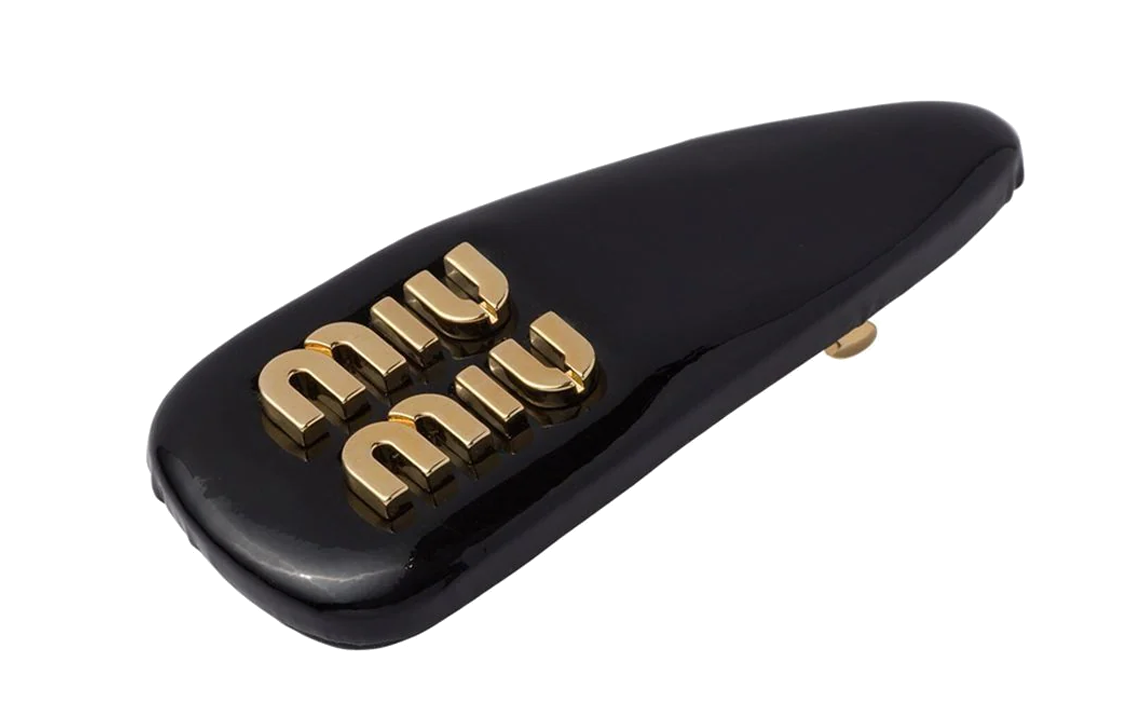 (Women) MIU MIU  Black Patent Leather Hair Clip with Letter Embellishment. 5IF092069F0002 圖 2