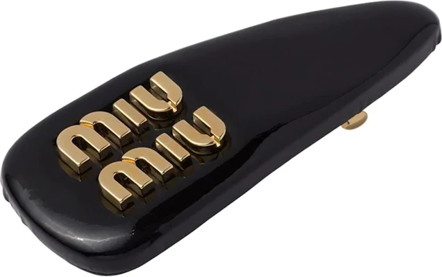 (W) MIU MIU 黑色亮皮字母裝飾髮夾 5IF092069F0002 Order (W) MIU MIU 黑色亮皮字母裝飾髮夾 5IF092069F0002