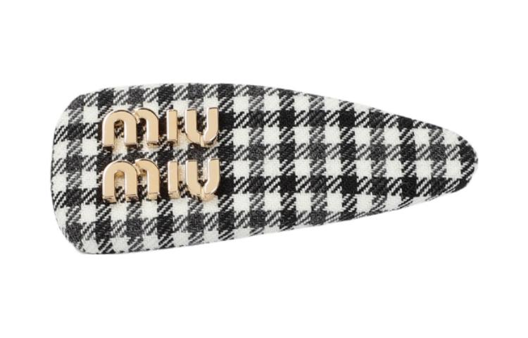 (Women) MIU MIU  Black Plaid Metal Hair Clip. 5IF0922F9H