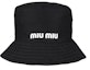 Order (W) MIU MIU 黑色聚酯寬邊刺繡標誌漁夫帽 5HC196-2DXI-F0967
