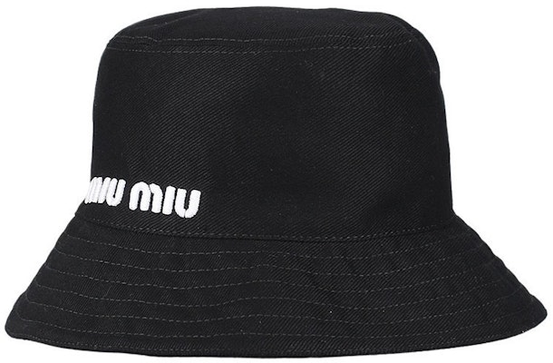 (W) MIU MIU 黑色聚酯寬邊刺繡標誌漁夫帽 5HC196-2DXI-F0967 Lookbook (W) MIU MIU 黑色聚酯寬邊刺繡標誌漁夫帽 5HC196-2DXI-F0967