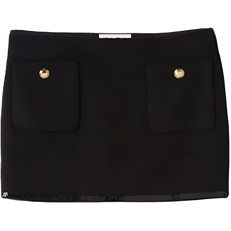 (Women) MIU MIU  Black Sequin-Trimmed Solid Color Casual Mini Skirt. MG2133-13RL-F0002-S-OOO