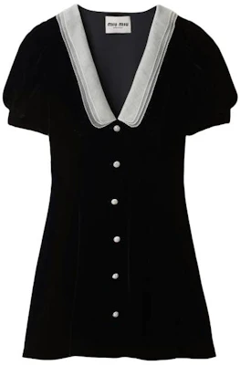 (Women) MIU MIU Black Short-Sleeve V-Neck Fitted Mini Dress. MF5217-10BA-F0002-S-OOO Order (Women) MIU MIU Black Short-Sleeve V-Neck Fitted Mini Dress. MF5217-10BA-F0002-S-OOO