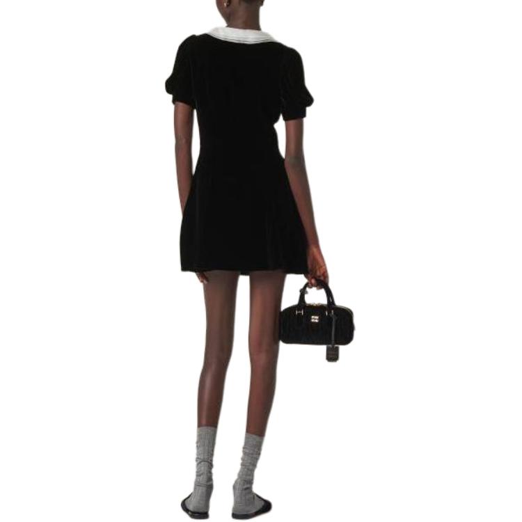 (Women) MIU MIU  Black Short-Sleeve V-Neck Fitted Mini Dress. MF5217-10BA-F0002-S-OOO 圖 4