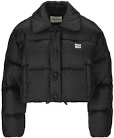 (Women) MIU MIU Black Short Logo Print Puffer Jacket with Collar. ML719-13FO-F0002 (Women) MIU MIU Black Short Logo Print Puffer Jacket with Collar. ML719-13FO-F0002