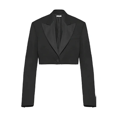 (Women) MIU MIU Black Short Solid Color Long Sleeve Blazer Jacket. MH1759-1R1-F0002