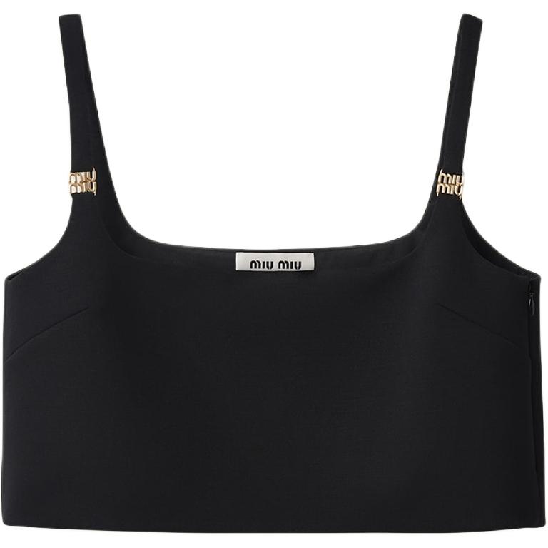 (Women) MIU MIU  Black Sleeveless Crop Top Powder Particle Design. MT1944-1R1-F0002-S-OOO