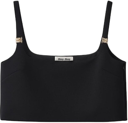 (W) MIU MIU Baju Hitam Tanpa Lengan Crop Top Rekaan Serbuk Powder. MT1944-1R1-F0002-S-OOO Buy (W) MIU MIU Baju Hitam Tanpa Lengan Crop Top Rekaan Serbuk Powder. MT1944-1R1-F0002-S-OOO