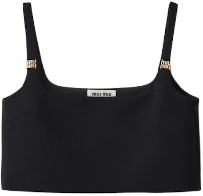 (W) MIU MIU Baju Hitam Tanpa Lengan Crop Top Rekaan Serbuk Powder. MT1944-1R1-F0002-S-OOO Order (W) MIU MIU Baju Hitam Tanpa Lengan Crop Top Rekaan Serbuk Powder. MT1944-1R1-F0002-S-OOO