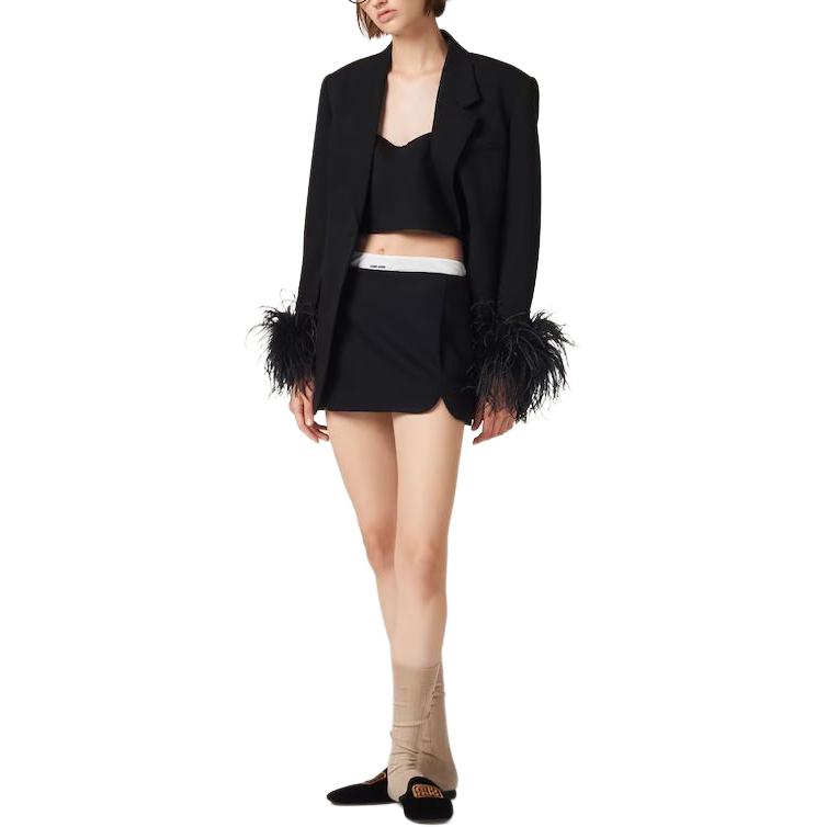 Lookbook (W) MIU MIU Baju Hitam Tanpa Lengan Crop Top Rekaan Serbuk Powder. MT1944-1R1-F0002-S-OOO