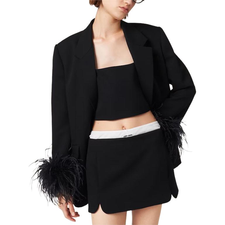 Shop (W) MIU MIU Baju Hitam Tanpa Lengan Crop Top Rekaan Serbuk Powder. MT1944-1R1-F0002-S-OOO