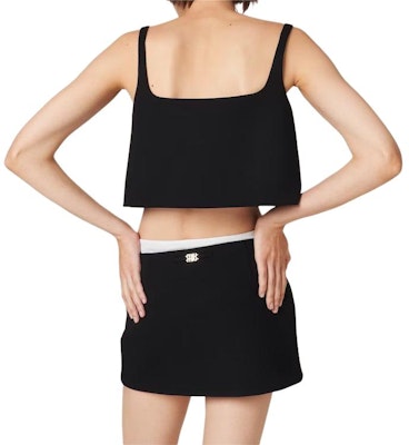 (W) MIU MIU Baju Hitam Tanpa Lengan Crop Top Rekaan Serbuk Powder. MT1944-1R1-F0002-S-OOO Purchase (W) MIU MIU Baju Hitam Tanpa Lengan Crop Top Rekaan Serbuk Powder. MT1944-1R1-F0002-S-OOO