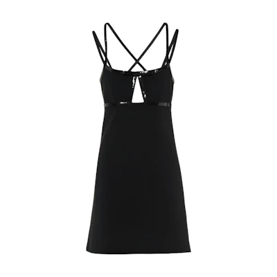 (Women) MIU MIU Black Sleeveless Embroidered Satin Dress. MF4537-1N4P-F0002