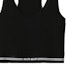 Sizing (W) MIU MIU Tank Top Hitam Slim-Fit Tanpa Lengan dengan Logo Cetakan. MMV095-1U7Q-F0002-S-232