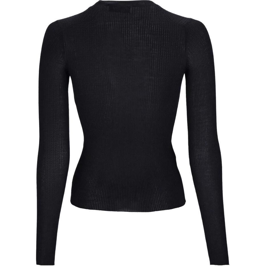 (Women) MIU MIU  Black Slim-Fit Crewneck Long-Sleeve Sweater with Print. MML821-13KV-F0002 圖 3