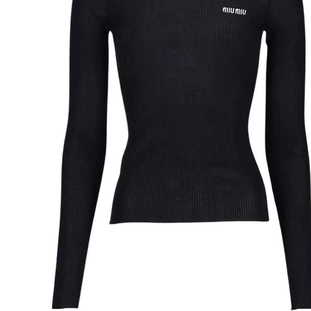 (Women) MIU MIU  Black Slim-Fit Crewneck Long-Sleeve Sweater with Print. MML821-13KV-F0002 圖 7
