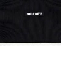 Sizing (W) MIU MIU 黑色修身運動內衣帶Logo。 TP9145-12HM-F0002