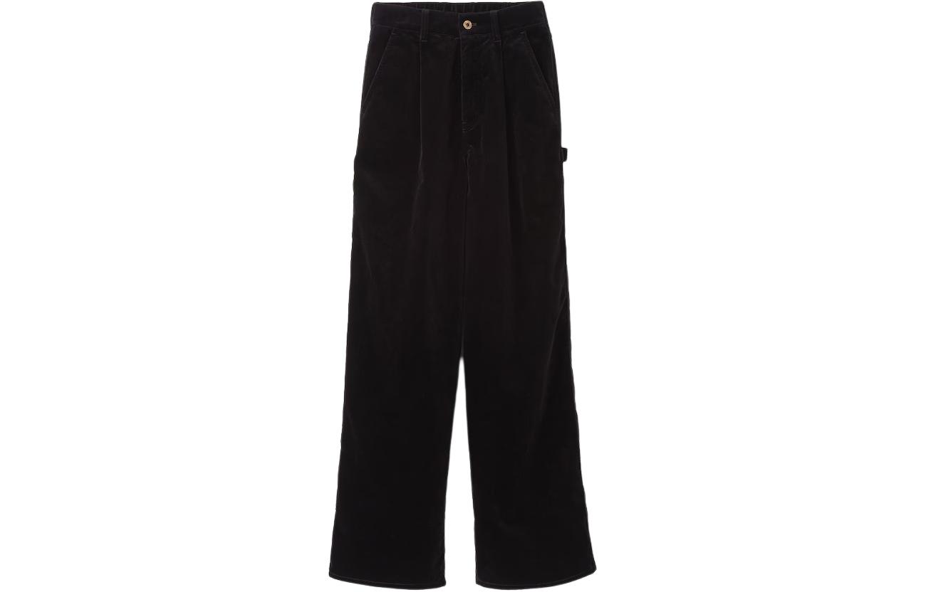 (Women) MIU MIU  Black Solid Color Loose Fit Zipper Casual Pants. MP1750-1Z36-F0002-S-OOO